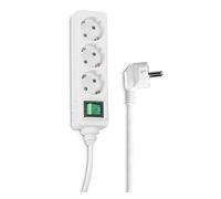 HAMA | Regleta con 3 entradas e Interruptor Iluminado (Cable de 3 Metros, Protección contra Sobretensiones, Cable Largo de 3m) Color Blanco