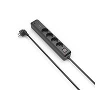 HAMA | Regleta con Interruptor de 4 Tomas (4 Enchufes, 1 USB-A, 2 USB-C, Interruptor de Encendido y Apagado, Cable de 3m, Protección contra Sobretensiones) Color Negro.