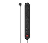 Hama | Regleta de 10 Tomas (Enchufe múltiple, con proteción de Contacto, Posible Montaje en Pared, Cable 1.4m) Negro