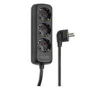 Hama Regleta de 3 enchufes, Enchufe múltiple sin Interruptor, regleta de 1.4 m, Enchufe Distribuidor, Certificado GS, enchufes girado 45 Grados, Enchufe múltiple para Oficina en casa, Color Negro