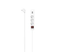 Hama | Regleta de 3 Enchufes (Regleta con 3 Tomas y 2 USB, para Conectar hasta 5 Dispositivos Eléctricos, Tomas con Interruptor de Encendido/Apagado, Cable de 1.4m), Color Blanco