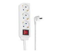 Hama | Regleta de 3 Tomas con protección (Regleta con 3 enchufes, Cable de 1,4m, Interruptor de Encendido y Apagado, MAX 3.500 W, Enchufe múltiple de 3 Tomas) Blanco