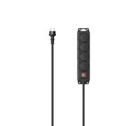 Hama | Regleta de 4 Tomas para Exterior (Enchufe múltiple con Interruptor, Cada Enchufe va Protegido, IP44, Posible Montaje en Pared, Cable de 4m) Negro