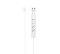 HAMA | Regleta de 5 Tomas con Interruptor (4 Tomas de Tierra + 1 Toma Euro Lateral + Adapt. Corriente /2 USB-C Desmontable, Cable 1,4 m 3680 W, Ideal para Oficina, salón, Cocina, Taller) Color Blanco