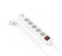 Hama | Regleta de 5 Tomas (Regleta con 2 Puertos USB, Interruptor de Encendido y Apagado, 17W, 1,4m de Cable) Color Negro