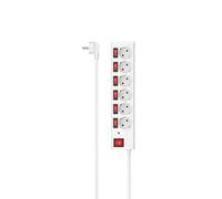 Hama | Regleta de 6 Enchufes con Protección contra Sobretensión | Base Múltiple con Interruptores Individuales | Cable de 1,4 m | Color Blanco