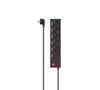 Hama | Regleta de 6 Tomas con interruptores Individuales (Enchufe múltiple, Interruptor General más 6 interruptores Individuales, protección contra sobretensiones, Cable de 1.4m) Negro