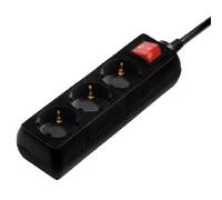 Hama | Regleta de Enchufes 3 Tomas con Interruptor y Cable 1.5 m (Ladrón de Corriente Eléctrico con Protección Infantil Máx. 3.500W) | Negro