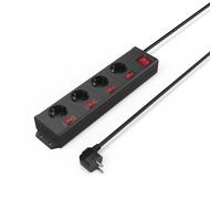 Hama Regleta de enchufes, 4 vÃas, 90Â°, conmutable individualmente, montaje en pared, 1,4 m negro