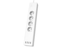 Hama | Regleta Inteligente WiFi con 4 enchufes y 4 USB (Enchufe múltiple sin hub/Gateway, con USB, 4 enchufes, con protección contra sobrecarga, Control por aplicación y Voz, 10 A), Color Blanco