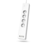 Hama | Regleta Inteligente WiFi con 4 enchufes y 4 USB (Enchufe múltiple sin hub/Gateway, con USB, 4 enchufes, con protección contra sobrecarga, Control por aplicación y Voz, 10 A), Color Blanco