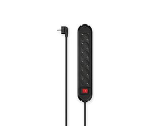 Hama | Regleta Negra 6 Enchufes con Protección de Sobretensión, Cable de 3m, Interruptor, Base Múltiple para Montaje en Pared, Seguridad, 3680W Negor