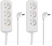 Hama Regleta para 3 enchufes, 45 Grados, Color Blanco, Triple (Paquete de 2)