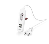 Hama - Regleta USB con Cable de 1,9 m Largo y Enchufe Euro, 2 USB-A, Color Blanco