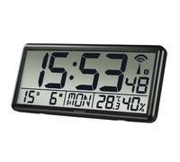 Hama | Reloj de Pared Digital 15,5 Pulgadas, indicador de Temperatura y Humedad (Reloj de Pared Grande, Radio DCF, Hora, Calendario, Salón, Oficina, Aula, Pilas) Negro