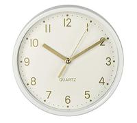 Hama | Reloj de Pared o Mesa silencioso, Blanco/Dorado