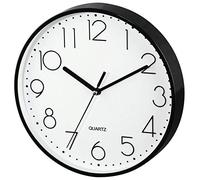 Hama | Reloj de Pared, Reloj silencioso, diámetro 22 cm con números Grandes, Color Negro