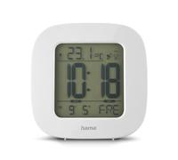 Hama Reloj despertador digital, pantalla LCD, luz azul, pilas AAA, 78 mm, blanco