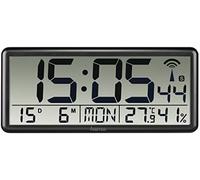 Hama | Reloj de Pared Digital 15,5 Pulgadas, indicador de Temperatura y Humedad (Reloj de Pared Grande, Radio DCF, Hora, Calendario, Salón, Oficina, Aula, Pilas) Negro