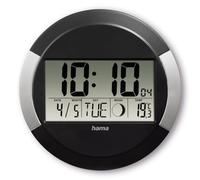 Hama | Reloj Digital Radio DCF Temperatura. (Fecha Lunar), Negro | Reloj pared y sobremesa. Hora automática DCF. Termómetro 0-50°C. Fase lunar y fecha. Ajuste zona horaria. Silencioso.
