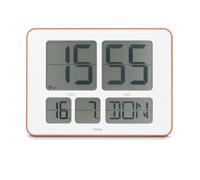 Hama | Reloj Digital Radiocontrolado con Fecha y Alarma (DCF) Blanco/Naranja