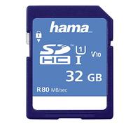 Hama SDHC | 32 GB UHS-I Class1 | Super Fast Memory Card | C10 - (533x / 80Mb/s), 00124135, Azul