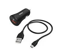 Hama - Set Cargador de Coche y Cable Micro USB 3A, Negro