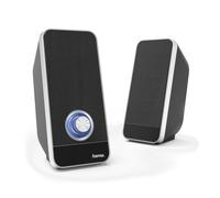 Hama | Altavoces para PC 2.0 estéreo (Altavoz para Ordenador de 6W, alimentación USB, Jack 3.5 mm, 50-20000 Hz, 4 Ω) Color Negro/Plata
