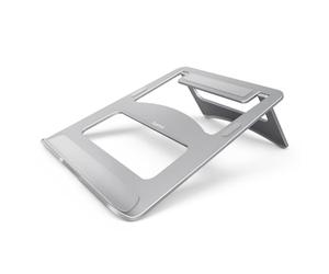 Hama | Soporte Ajustable de Aluminio para portátil (Ergonómico, Superficie de Aluminio, Refrigerción Adecuada, Postura Correcta, hasta 40cm) Color Plata