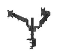 Hama | Soporte Monitores de 13" a 32" con 2 Brazos (VESA 75x75-100x100, Inclinación +45°/-45°, Giro 180°, hasta 12kg, Ajustable en Altura), Color Negro