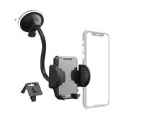 Hama - Kit de Soporte para teléfono de Coche Universal (Juego de Soporte para teléfono para Coche, 2 en 1 Clip para ventilación y Ventosa, Giratorio 360°, para móvil de 4 a 11 cm), Color Negro