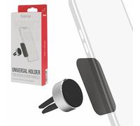 Hama Soporte Universal para teléfono de Coche, imán de Aluminio (Soporte de teléfono para Coche, Montaje en Rejilla de ventilación, Giratorio 360°, Incluye 2 Placas metálicas), Color Negro y Gris