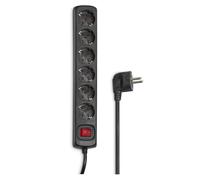 Regleta, 6 Tomas, Con Interruptor, 5 M, Negro