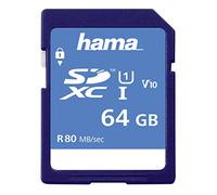 Hama Tarjeta de Memoria SDHC de 64 GB (SD-3.01, 90 MB/s, Clase 10, Seguridad de Datos Gracias a la protección de Escritura mecánica, Campo de etiquetado)