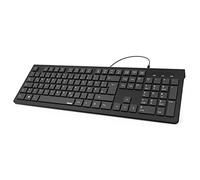 Hama | Teclado con Cable USB Diseño QWERTY Español (Teclado de Ordenador para Oficina con Bloque Numérico y Altura Ajustable) | Negro