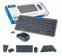 Hama Teclado y ratón inalámbrico wkm-500 negro-gris (chip Qwerty polaco, multidispositivo, Bluetooth, receptor USB, silencioso, ergonómico)