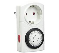 Hama Temporizador Diario Mecánico Mini - Programador de Enchufe con Intervalos de 15 Minutos, Fácil de Usar, para Uso Interior, Blanco
