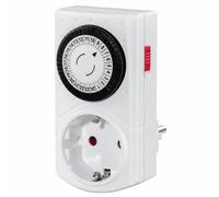 Hama | Temporizador Enchufe mecánico Mini. (Reloj Programador analógico, intervalos 30 min, 2 Modos de Uso, Ahorro energía, Programador Diario enchufable) Blanco