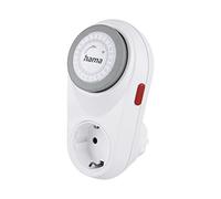 Hama | Temporizador Mecánico de Enchufe Hama, Programador de 24 Horas con Intervalos de 15 Minutos, Reloj Temporizador para Uso Interior, Conexión con Seguridad Infantil, 3680W, Blanco