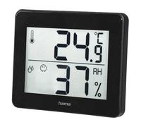 Hama | Termohigrómetro digital interior con indicador de confort (Medidor temperatura y humedad con memoria máx/min pantalla triple y diseño plano moderno) Negro
