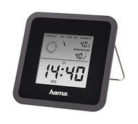 Hama | Termómetro e Higrómetro Digital, Reloj,Previsión Meteorológica,Negro | Control de Temperatura Digital con termómetro e higrómetro Medidor de Temperatura para Interior