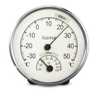 Hama | Termómetro higrómetro analógico clima interior, Plata/Blanco | Indicador de confort ambiental. Mide temperatura y humedad. Para colgar o apoyar. Escala en grados Celsius.