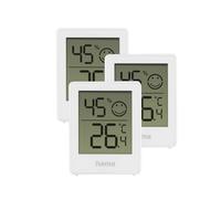 Hama |Termómetro/Higrómetro digital para interiores, Blanco | "Cres", Mide temperatura, humedad del ambiente, clima interior, Pack de 3 uds