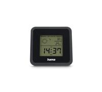 Hama |Termómetro/Higrómetro digital para interiores ("Borneo", Mide temperatura, humedad del ambiente, hora, repetición de alarma, clima interior) Negro
