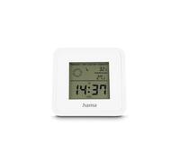 Hama |Termómetro/Higrómetro digital para interiores ("Borneo", Mide temperatura, humedad del ambiente, hora, repetición de alarma, clima interior) Blanco