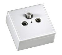 Hama Toma De Antena 3 Vías 10dB Toma Satélite Montada En Pared Para TV Y Radio