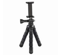HAMA | Trípode para Smartphone y GoPro (Trípode para móvil y cámara GoPro hasta 14cm, Patas Antideslizantes), Negro