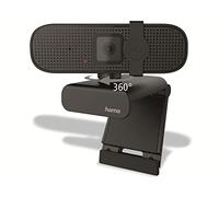 Hama | Webcam 1080p Full HD con Micrófono (PC Webcam para Videojuegos en casa, Alta resolución, Rotación de 360 Grados, Inclinación de 90 Grados,Rosca de 1/4" para Trípode) Color Negro