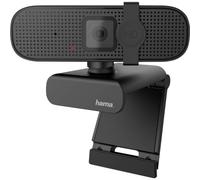 Hama | Webcam USB Full HD 1080p con Micrófono Estéreo y Enfoque Automático (Cámara para PC y Portátil, Obturador de Privacidad, Imagen Clara para Videollamadas y Clases Online, USB-A) Negra