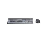 Hama WKM-750 - Juego de teclado y mouse inalámbrico (multidispositivo, 1 radio, 2 x Bluetooth para PC, portátil, tableta, teclado silencioso, LED, ángulo de escritura ajustable, bloqueo FN, QWERTZ DE